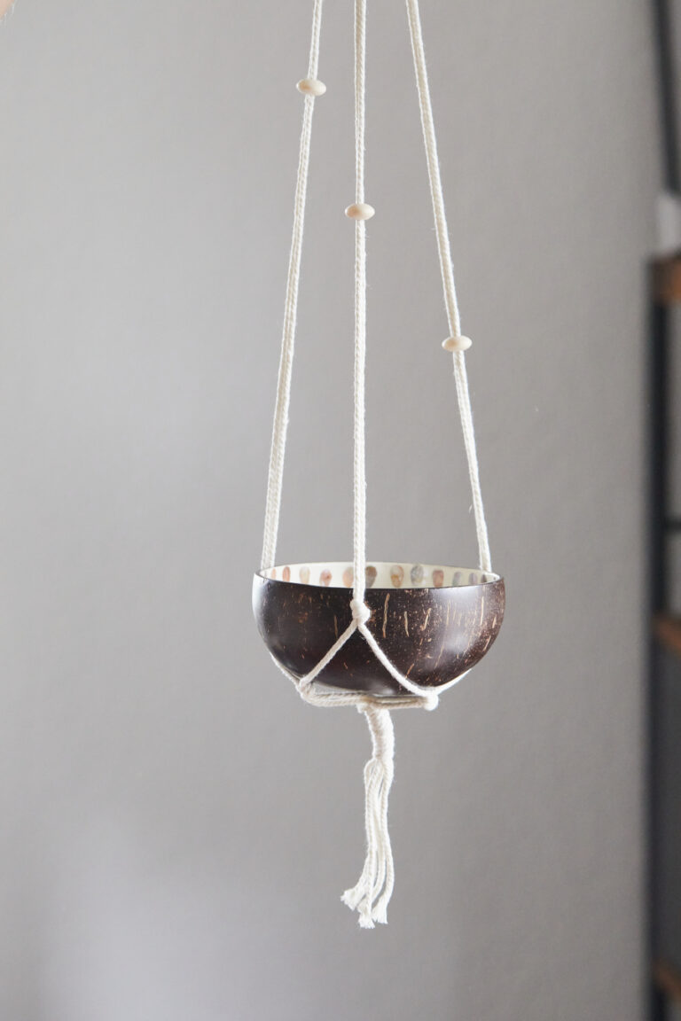 Makramee Kokosschale-Licht Hängeampel